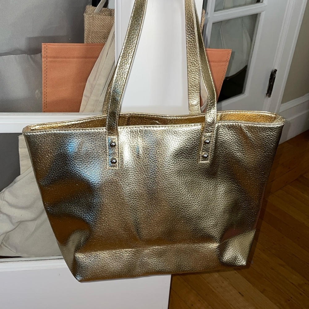 Metallic gold tote